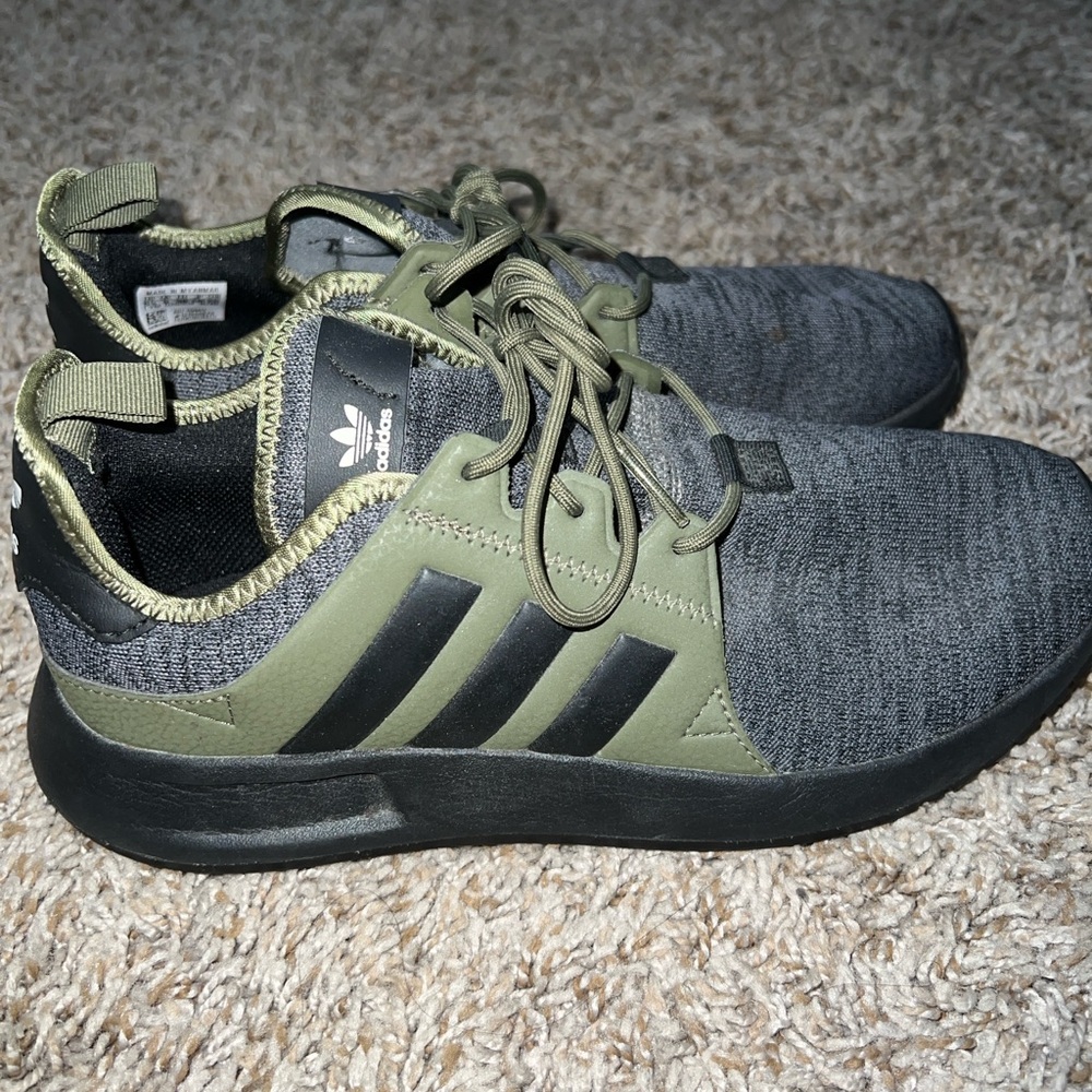 Adidas Men's Gray and Green Sneakers